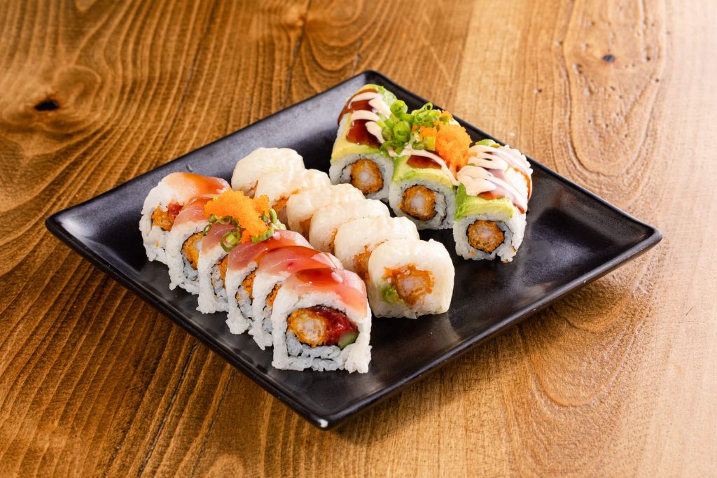 Half Shrimp Zig Zag roll, Fair Oaks roll, & Midtown roll