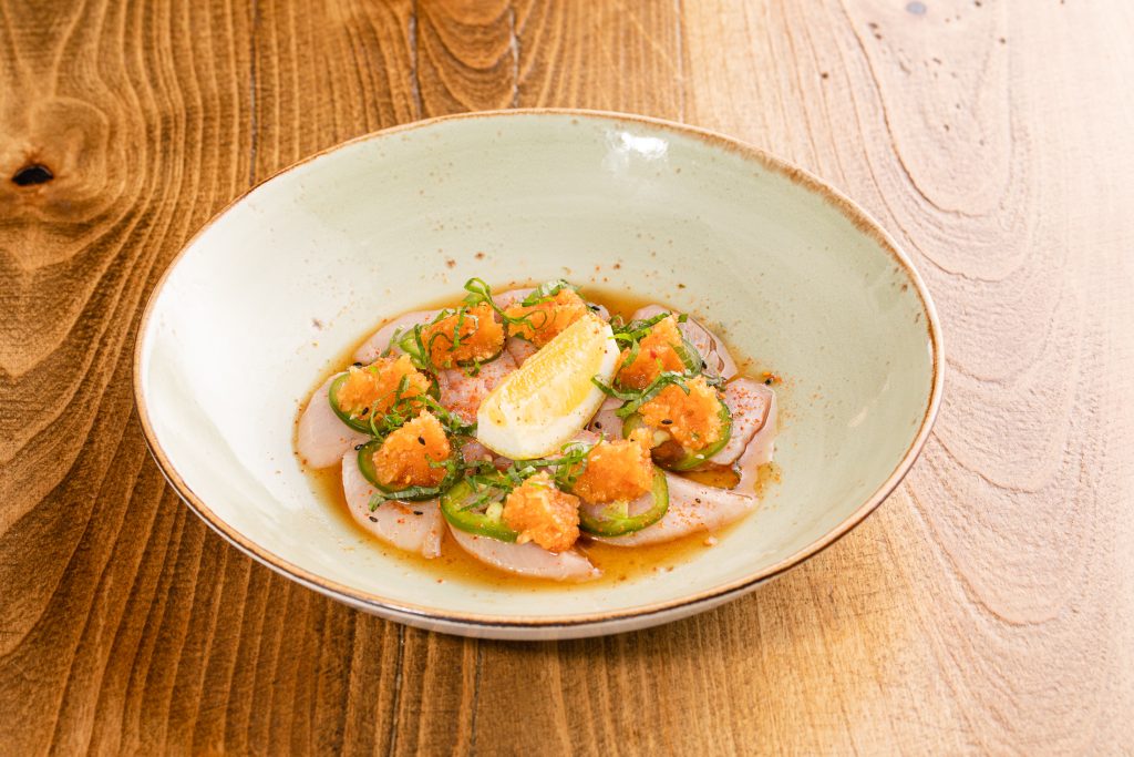 Thinly sliced yellowtail, shiso, mizore, jalapenos, ponzu, shichimi