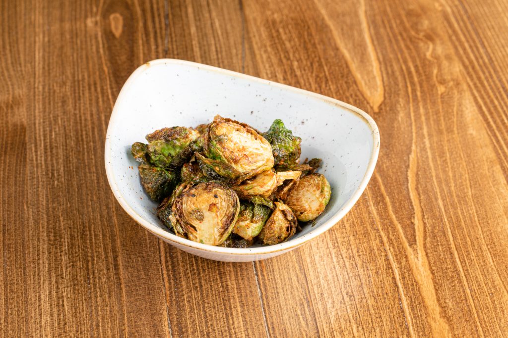A bowl of seriously seasoned Brussels sprouts